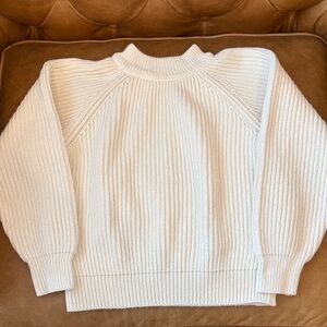Vintage L.L. Bean 100% cotton crewneck sweater ivory cream white M women’s 80s